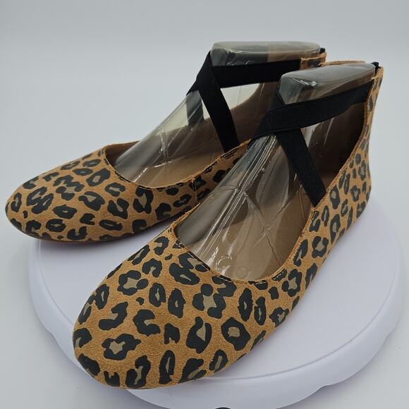Monkey Feet Ankle Strap Ballet Flats 9M Cheetah Print Leather Balletcore EUC - Picture 1 of 16